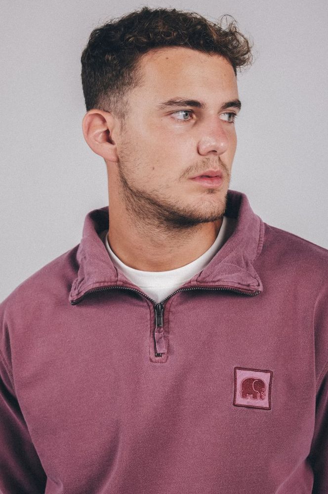 TrendsplantSweaterSauceLoopbackPigmentDyedHalfZipSweaterGarnachaRed