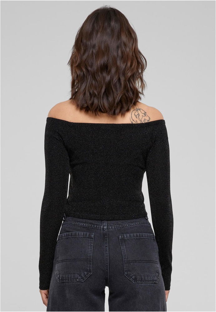 UrbanClassicsDamenLadiesOffShoulderGlitterLongsleeveTB6125Black-3XL