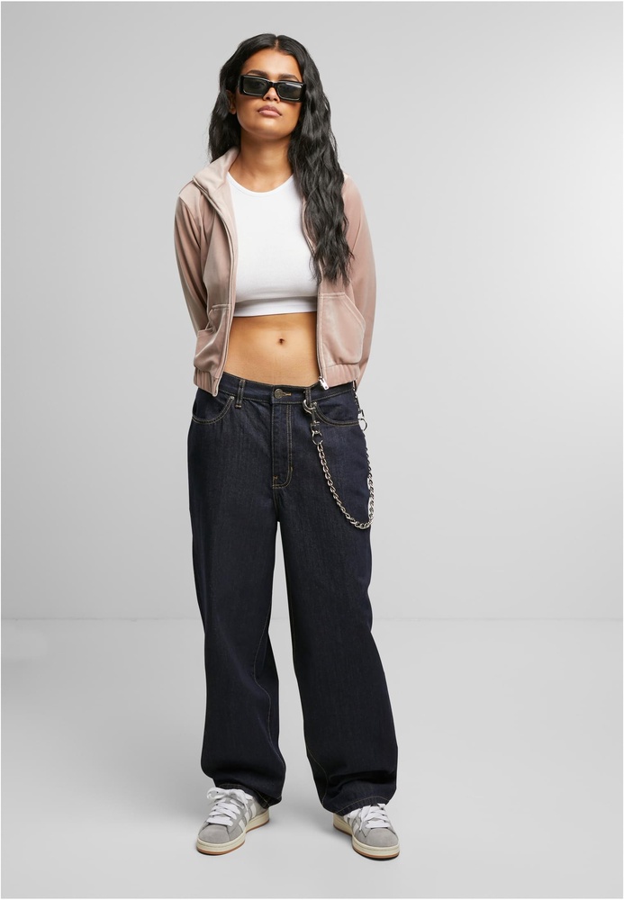 UrbanClassicsDamenLadiesShortVelvetTrackJacketTB7113Duskrose-3XL