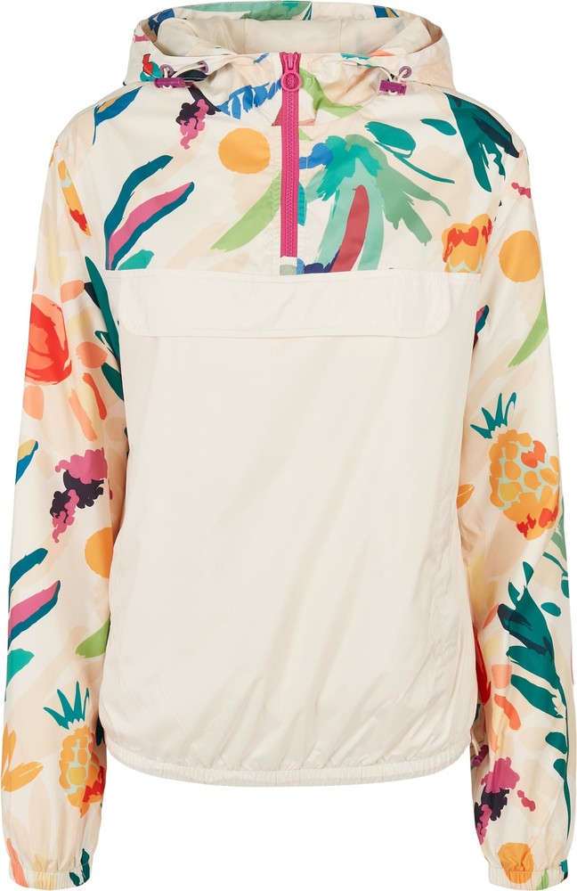 UrbanClassicsDamenLadiesMixedPullOverJacketWhitesandfruity-3XL