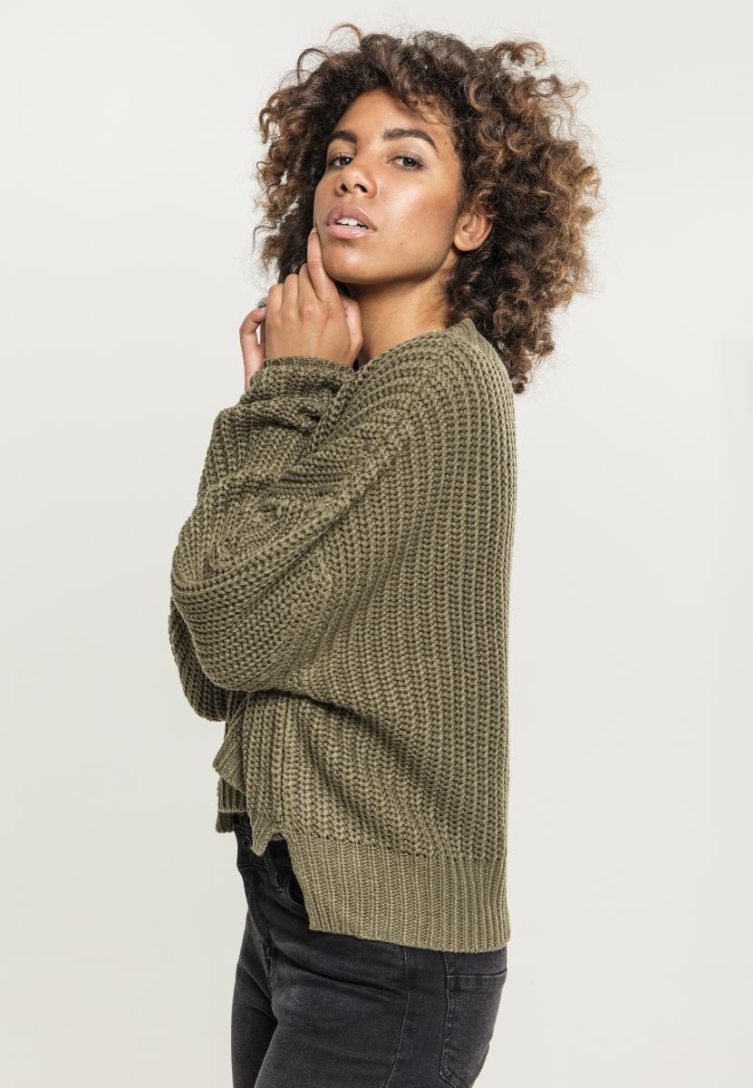 UrbanClassicsDamenPulloverLadiesWideOversizeSweaterOlive-L