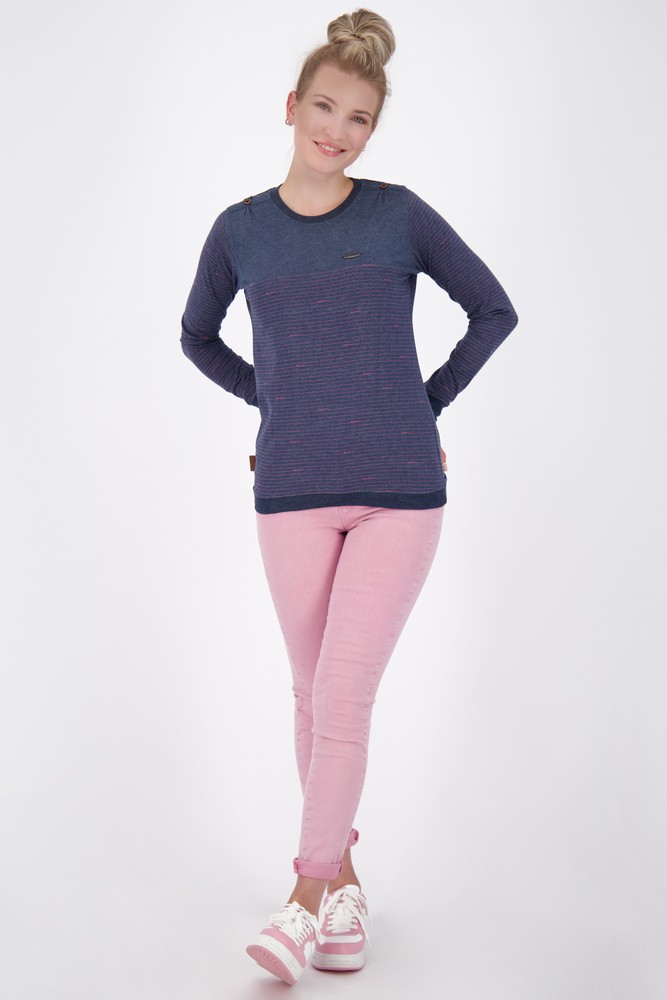 AlifeKickinDamenLeonieAKZLongsleeveMarineMelange-2XL