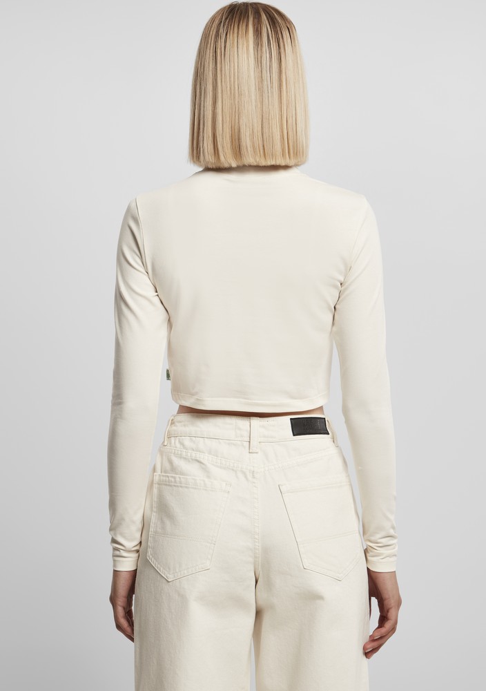 UrbanClassicsDamenLadiesOrganicCroppedTurtelneckLongsleeveWhitesand-3XL