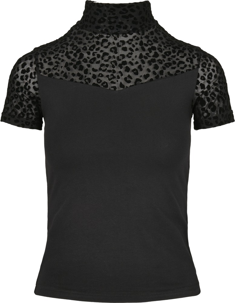UrbanClassicsDamenT-ShirtLadiesFlockLaceTurtleneckTee