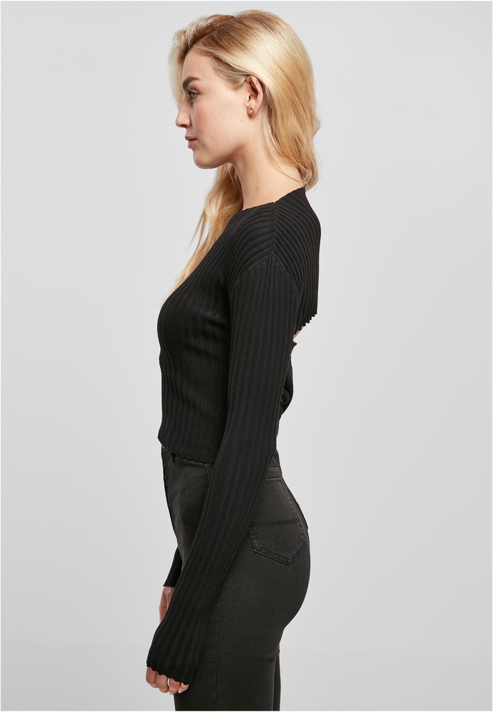 UrbanClassicsDamenLadiesShortRibKnitTwistedBackSweater