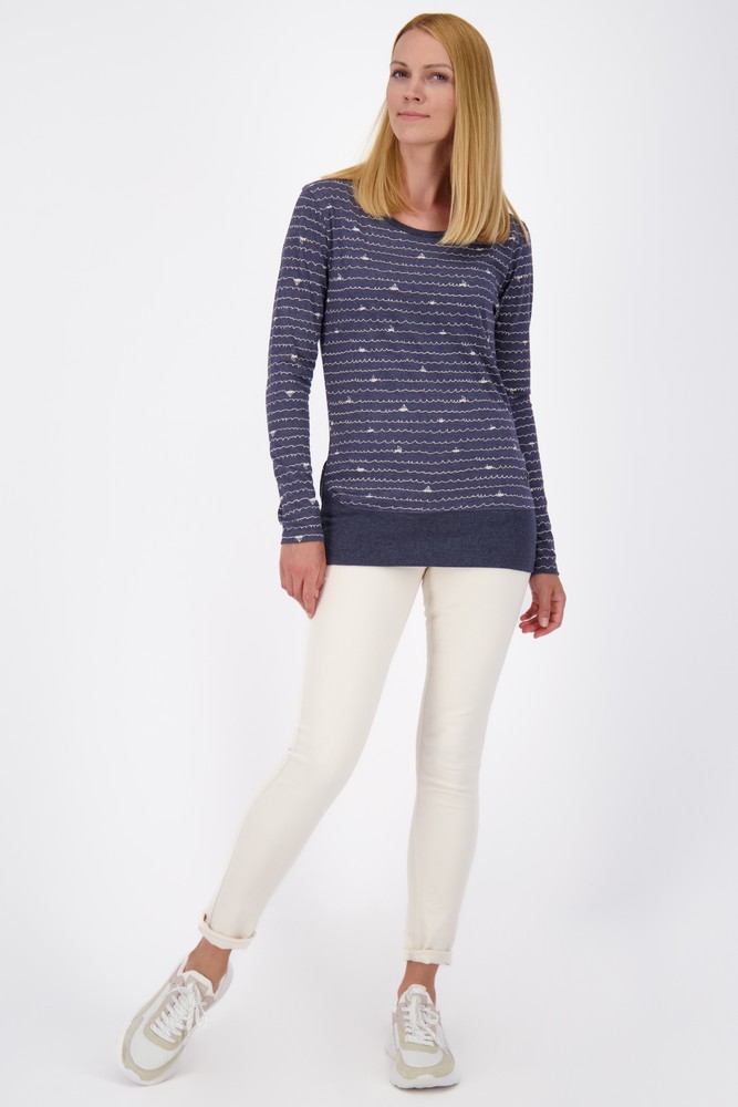 AlifeKickinDamenConnyAKBLongsleeveMarineMelange