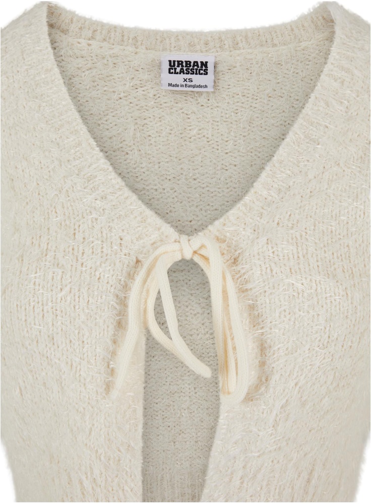 UrbanClassicsDamenLadiesTiedCroppedFeatherCardiganTB6082Whitesand-3XL