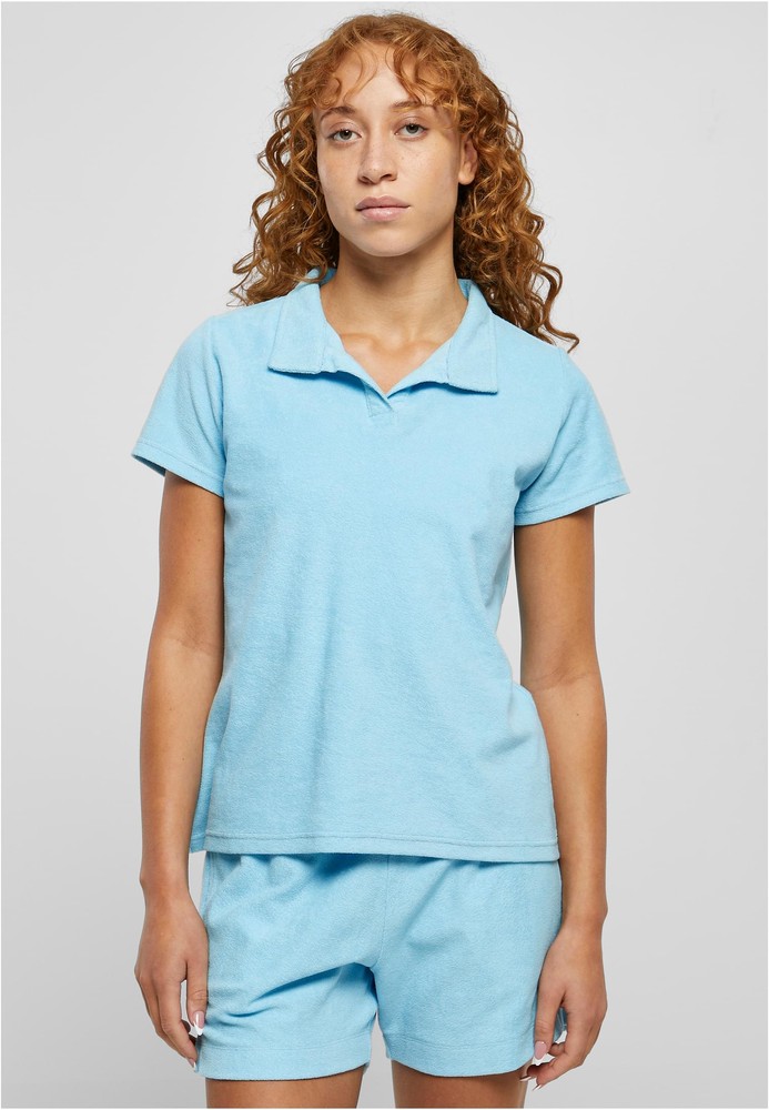 UrbanClassicsDamenLadiesTowelPoloTeeBalticblue-3XL