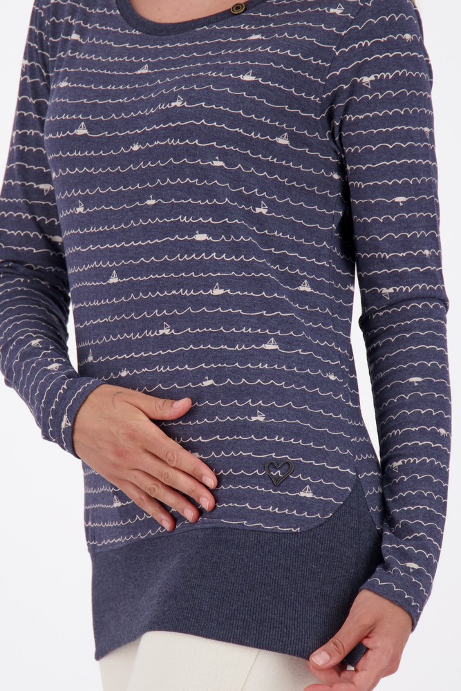 AlifeKickinDamenConnyAKBLongsleeveMarineMelange