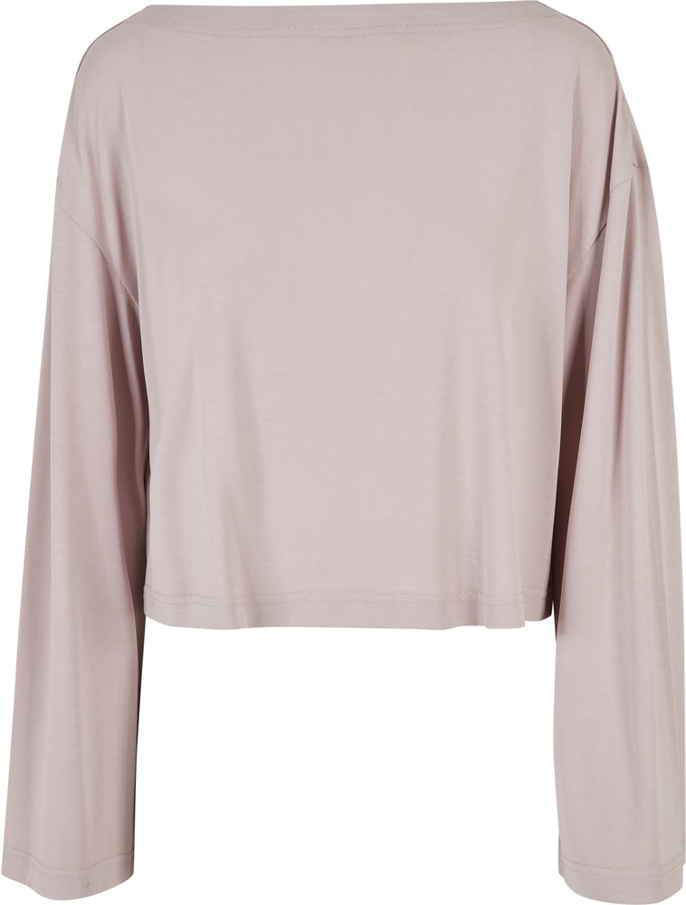 UrbanClassicsDamenLadiesShortModalBateauNecklinieLongsleeveWarmgrey-3XL