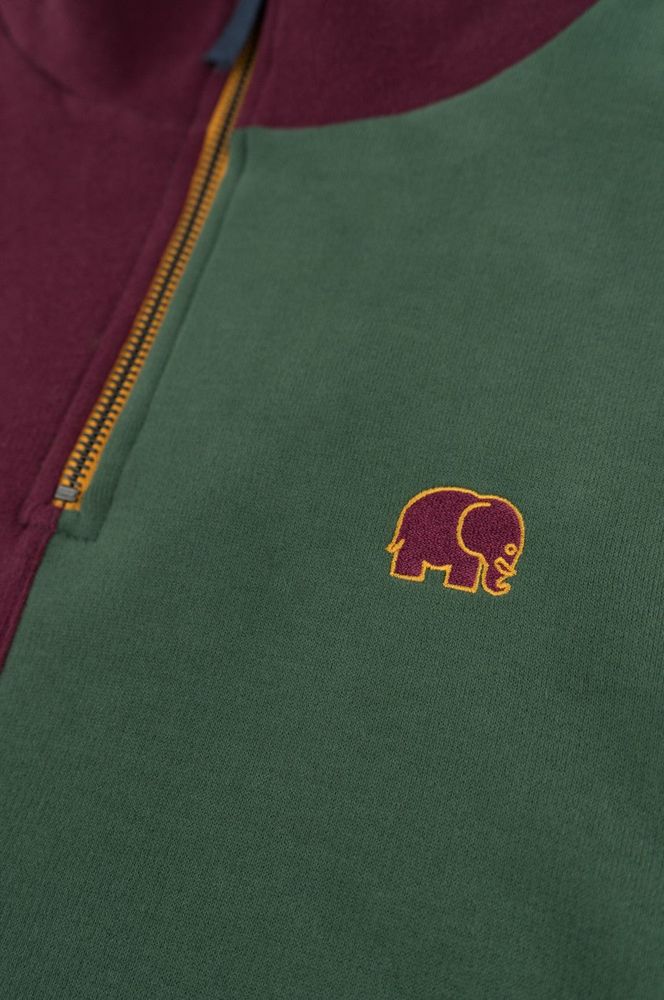 TrendsplantSweaterColorBlockHalfZipSweaterHarlequinGreen-XS