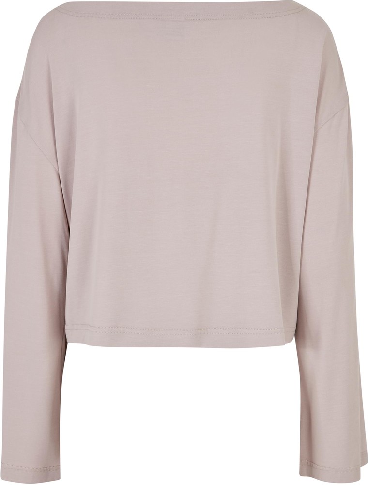 UrbanClassicsDamenLadiesShortModalBateauNecklinieLongsleeveWarmgrey-3XL