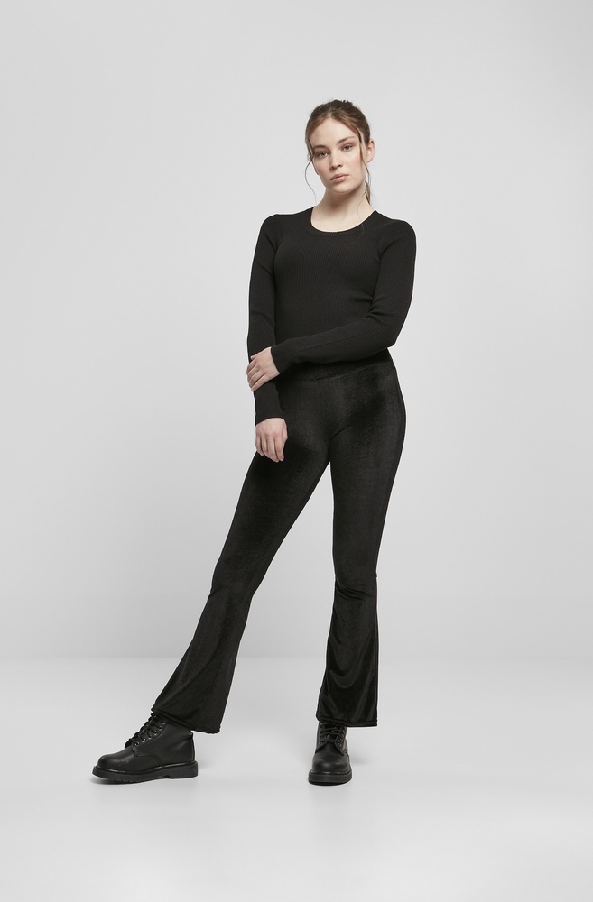 UrbanClassicsDamenLeggingsLadiesHighWaistVelvetBootCutLeggingsBlack