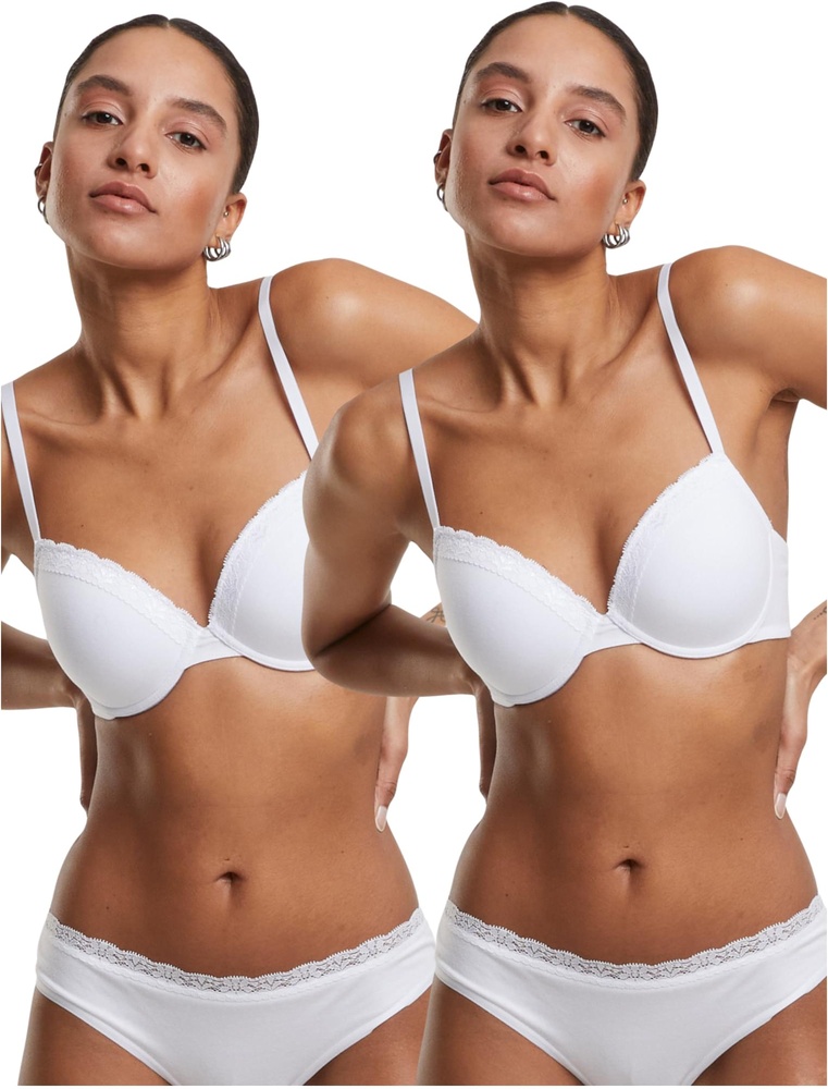 UrbanClassicsDamenBHmitBgelLadiesBasicCottonBraLace2-PackTB7653A