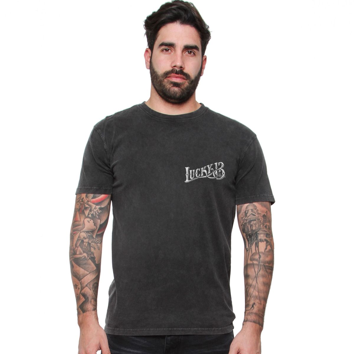 Lucky13T-ShirtSkullBuiltTeeWashedBlack