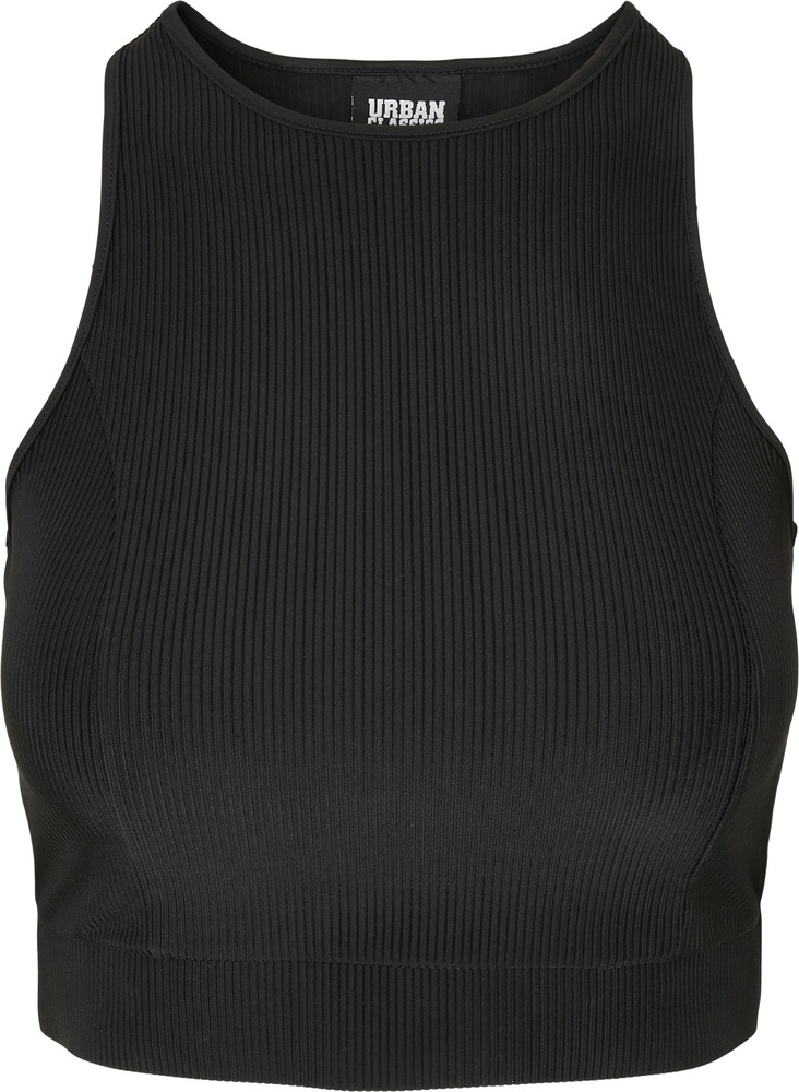 UrbanClassicsDamenTopLadiesCroppedShinyRibTopBlack