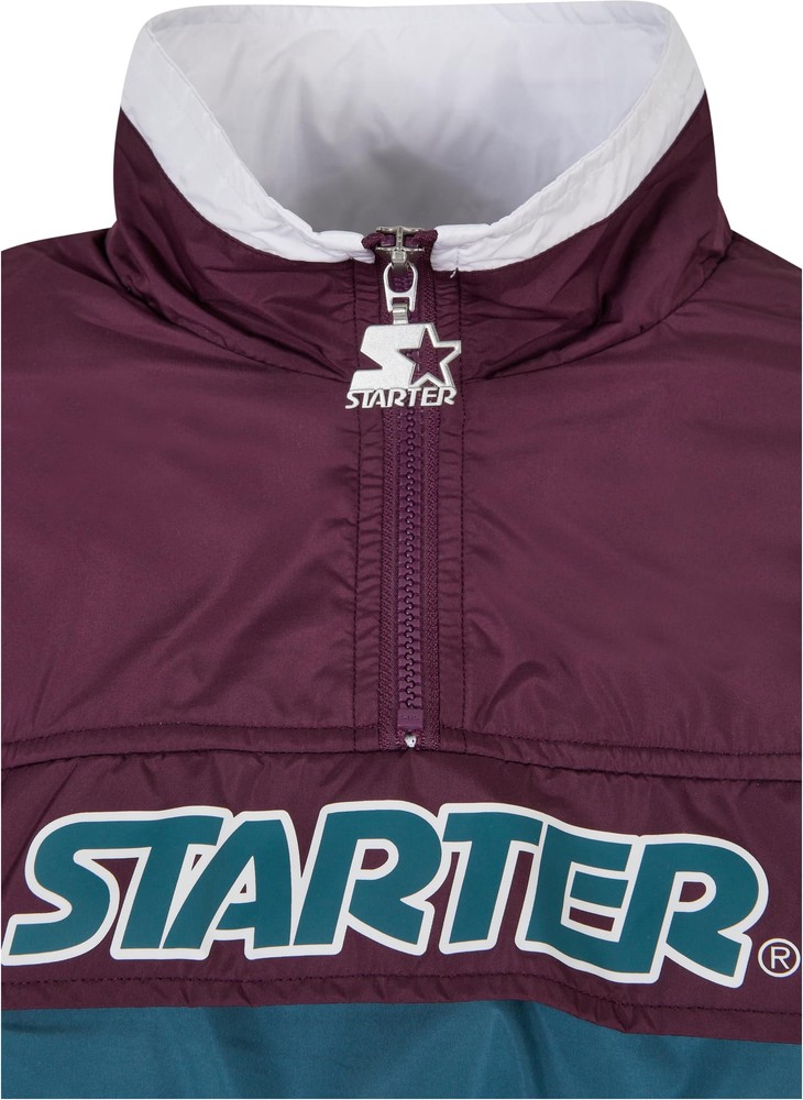 StarterBlackLabelDamenJackeLadiesColorblockPullOverJacketDarkvioletTeal-L