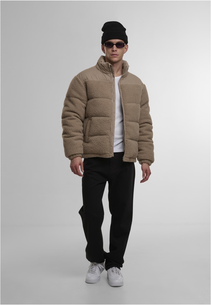 UrbanClassicsSteppjackeFabricMixTeddyPufferJacketTB7940Darktaupe-3XL