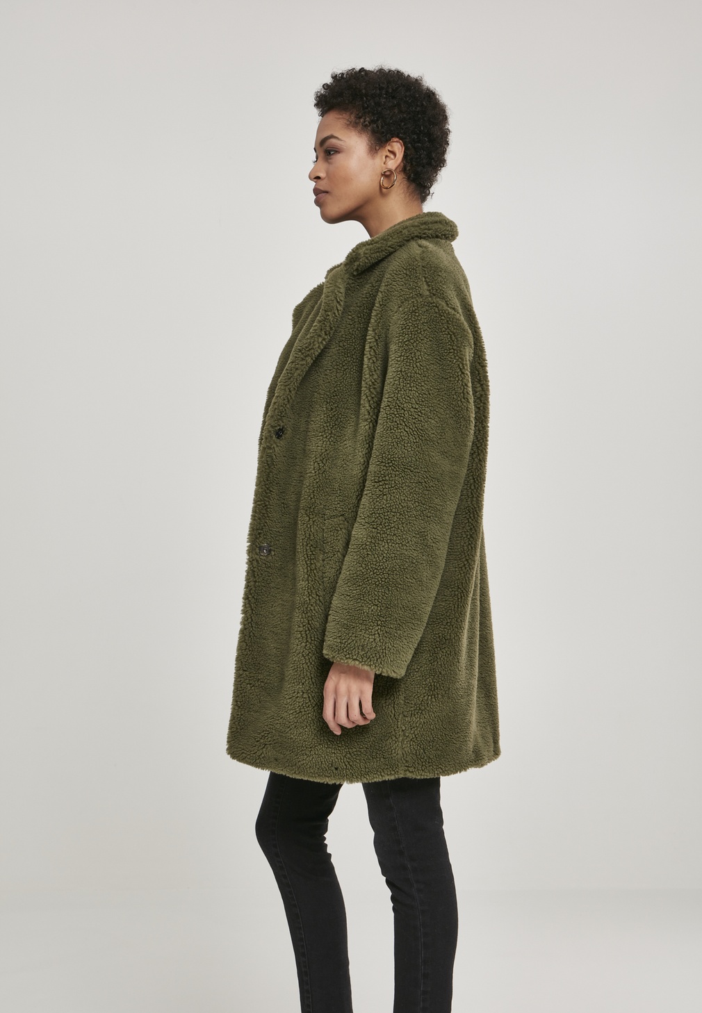 UrbanClassicsDamenWinterjackeLadiesOversizedSherpaCoatBlack