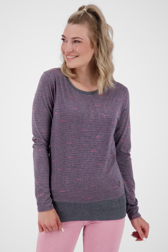 AlifeKickinDamenConnyAKZLongsleeveMarineMelange-2XL