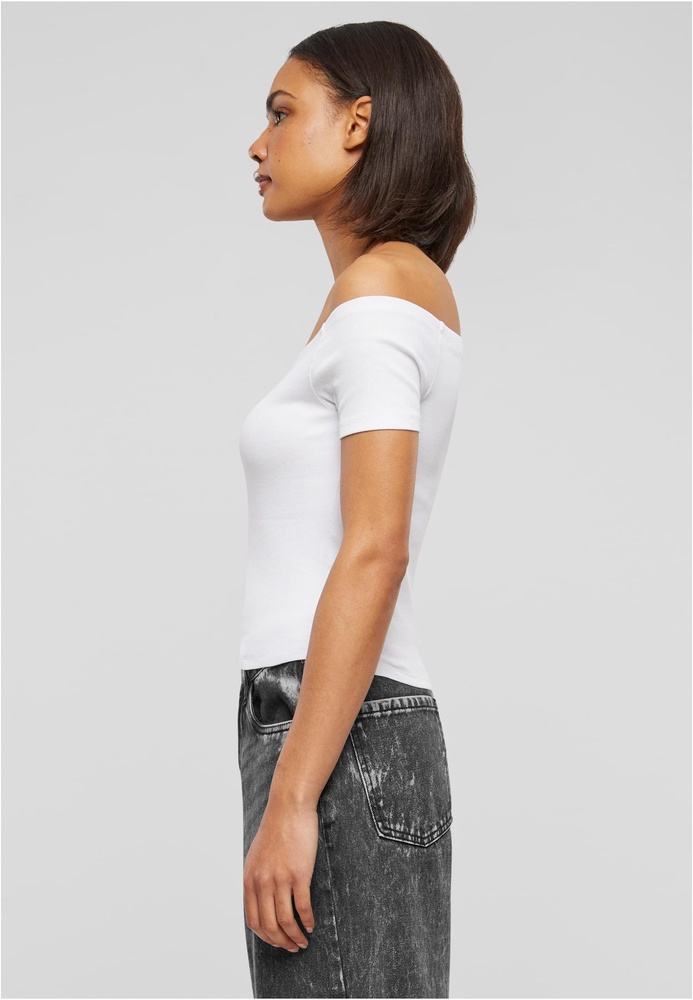 UrbanClassicsDamenT-ShirtLadiesOrganicOffShoulderRibTeeTB6184White-3XL