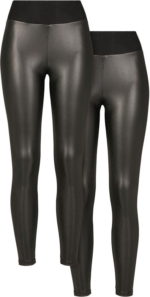 UrbanClassicsDamenLadiesFauxLeatherHighWaistLeggings2-Pack