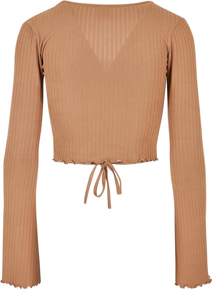 UrbanClassicsDamenLadiesCroppedRibWrappedLongsleeveDarktaupe-3XL