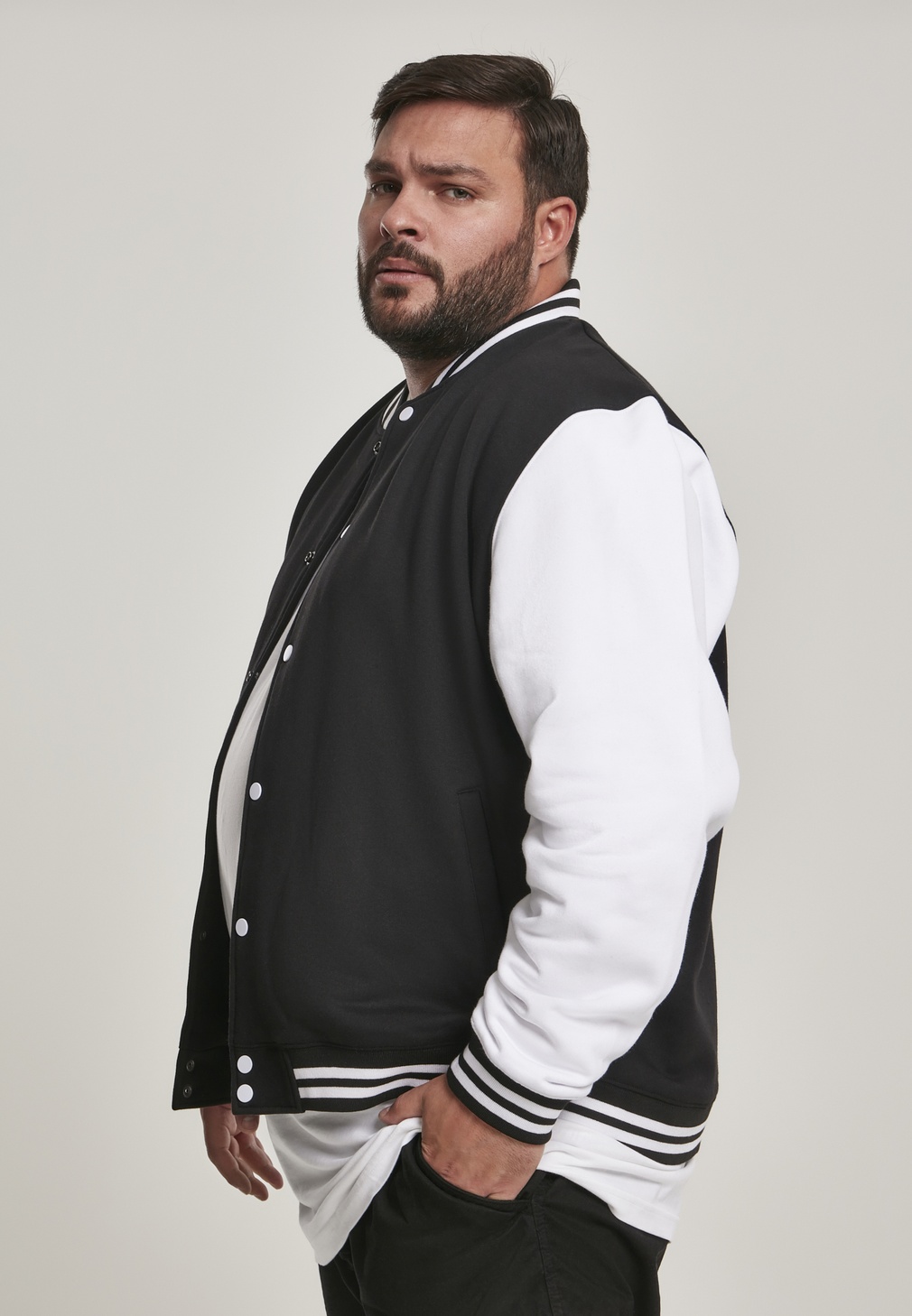 UrbanClassicsCollegeJacke2-toneCollegeSweatjacketBlackWhite-3XL