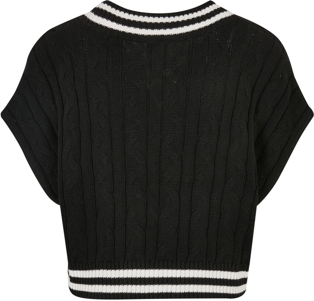 UrbanClassicsDamenSweatshirtLadiesCroppedKnitCollegeSlipoverBlack