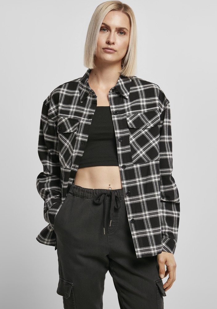 UrbanClassicsDamenLadiesOversizedOvershirtBlackWhite-3XL