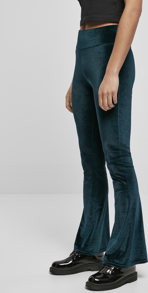 UrbanClassicsDamenLeggingsLadiesHighWaistVelvetBootCutLeggingsTeal-3XL