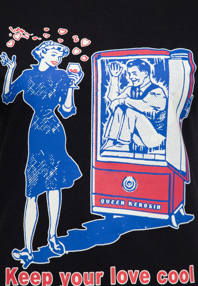 QueenKerosinDamenBasicT-ShirtCoolLoveQKU41010Black-XS