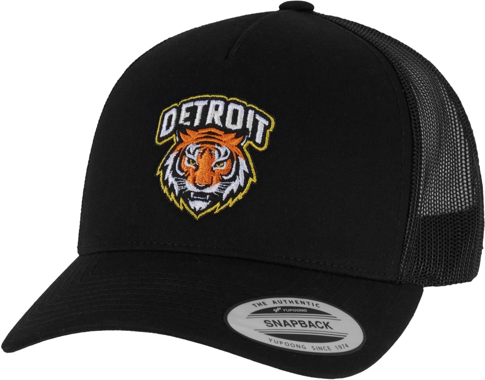 MisterTeeDetroitTigerHeadPatch5-PanelRetroTruckerCapMT3759