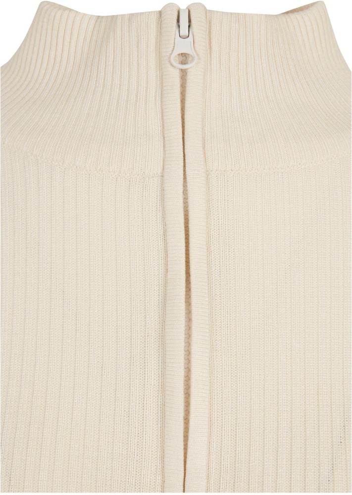 UrbanClassicsDamenStrickjackeLadiesCroppedRibKnitZipCardiganWhitesand-3XL