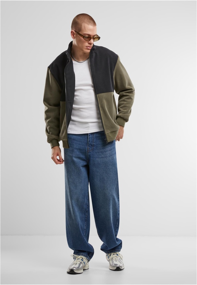 UrbanClassicsColourBlockPolarFleeceJacketTB7016BlackOlive-3XL