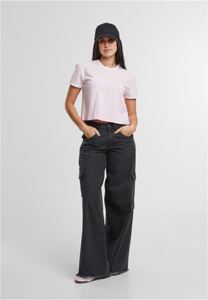 UrbanClassicsDamenLadiesContrastRetroT-ShirtTB7492BlushedroseWhite-3XL