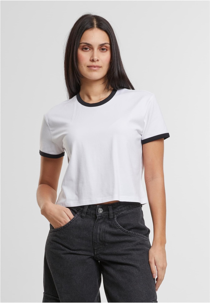 UrbanClassicsDamenLadiesContrastRetroT-ShirtTB7492WhiteBlack-3XL