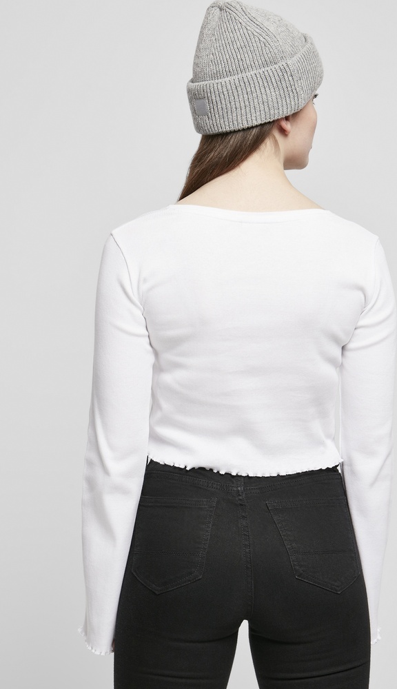UrbanClassicsDamenCardiganLadiesCroppedRibCardiganWhite-3XL