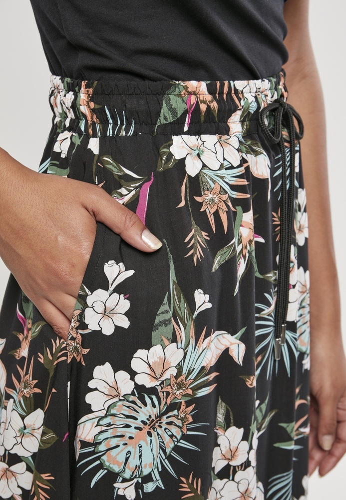 UrbanClassicsDamenRockLadiesViscoseMidiSkirtBlackTropical-3XL