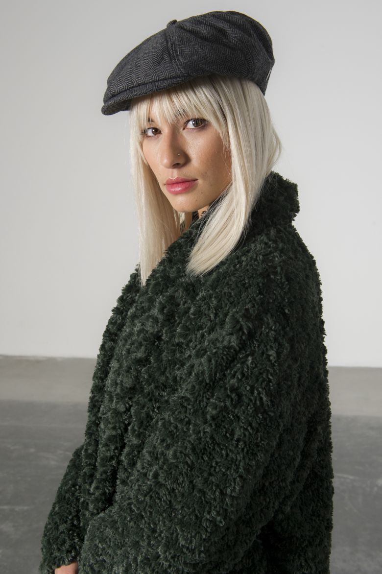 BrixtonCapHooliganGreyBlackHerringbone