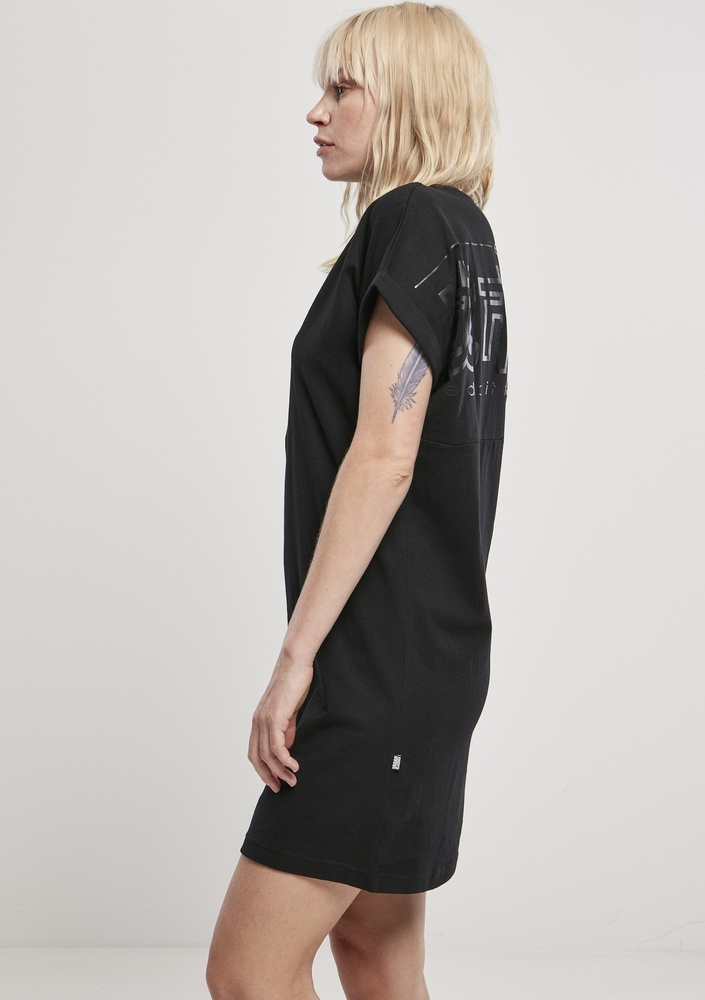 UrbanClassicsDamenKleidLadiesCutOnSleevePrintedTeeDressBlackBlack