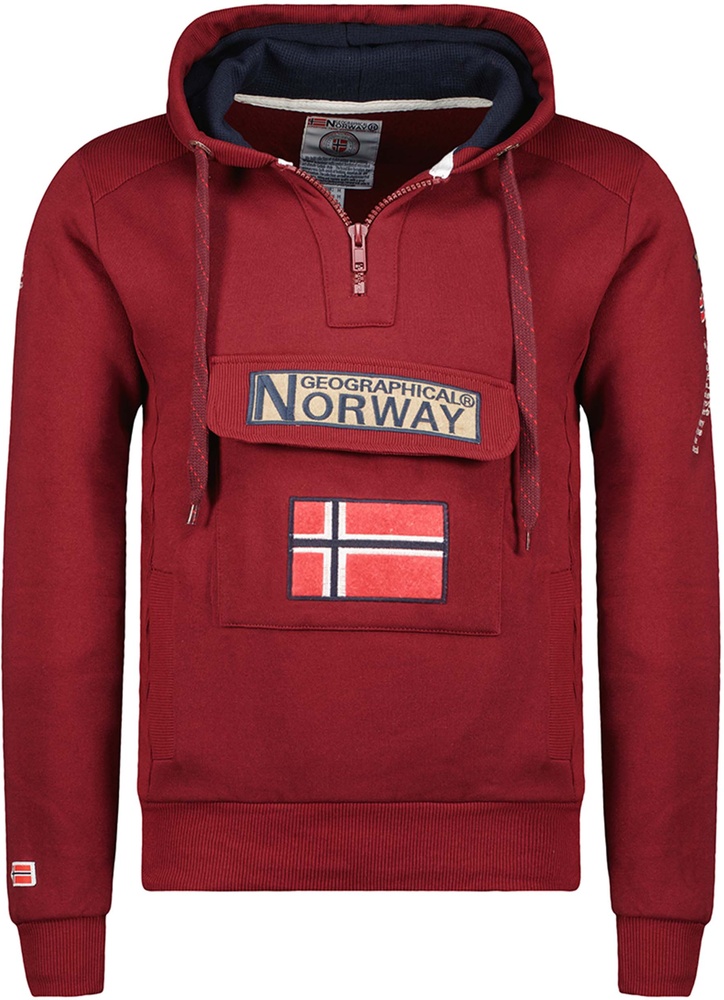 GeographicalNorwayHoodiePulloverGymclassDbMen100Burgundy-3XL