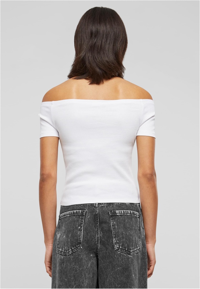 UrbanClassicsDamenT-ShirtLadiesOrganicOffShoulderRibTeeTB6184White-3XL