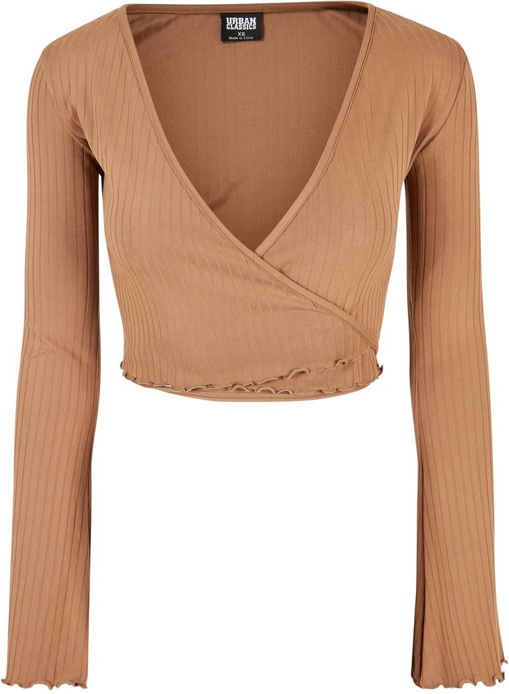 UrbanClassicsDamenLadiesCroppedRibWrappedLongsleeveDarktaupe-3XL