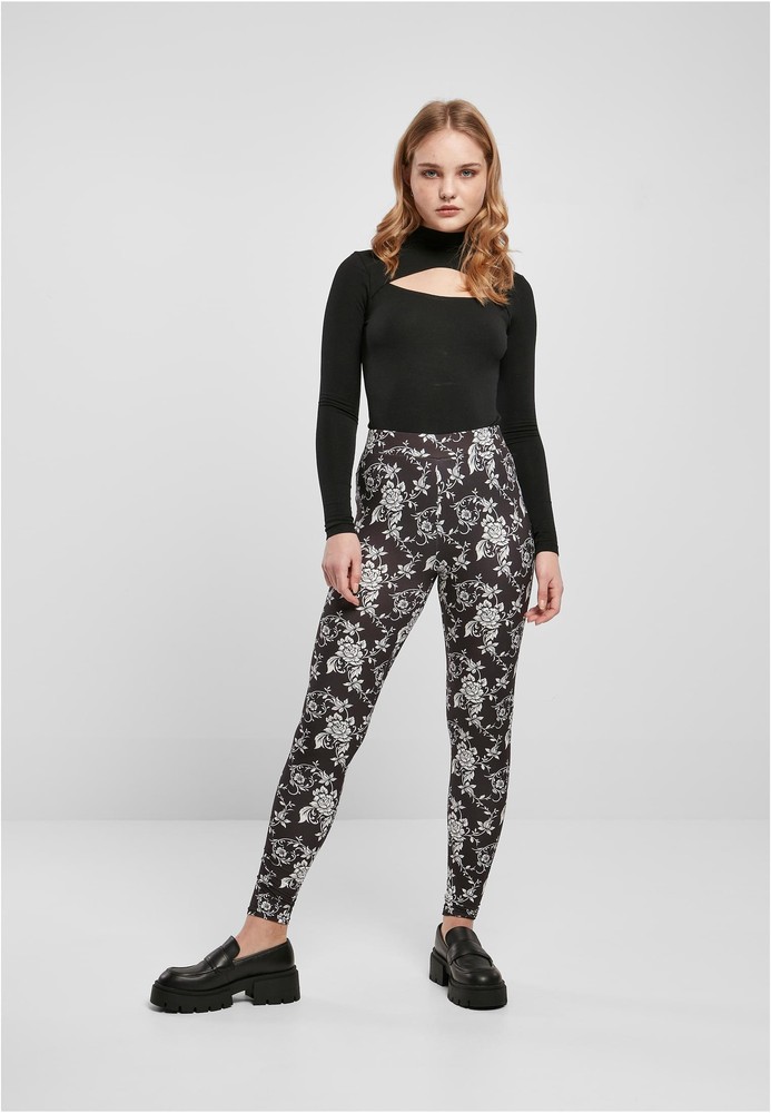 UrbanClassicsDamenLadiesSoftAopLeggingsBlackrose-3XL