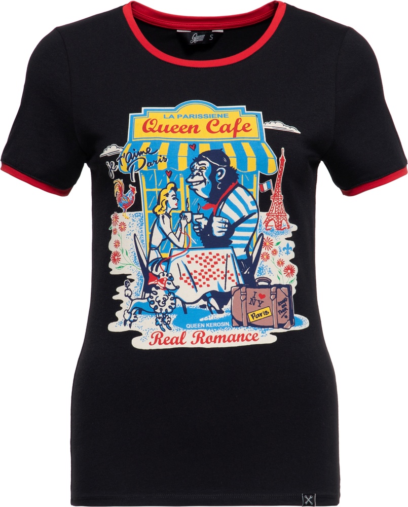 QueenKerosinDamenVintageContrastT-ShirtQueenCafeQKU41002