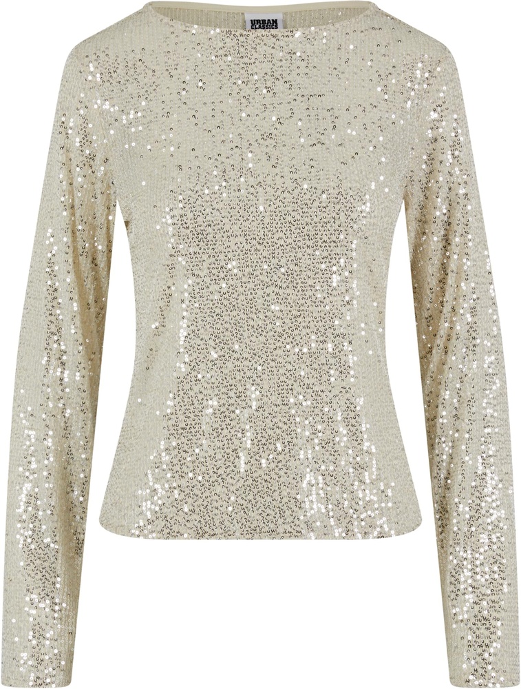 UrbanClassicsDamenLadiesSequinsLongsleeveTB6997Whitesand-3XL