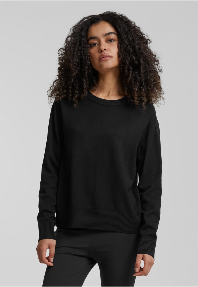 UrbanClassicsDamenLadiesKnittedRoundneckSweaterTB6902Black-3XL