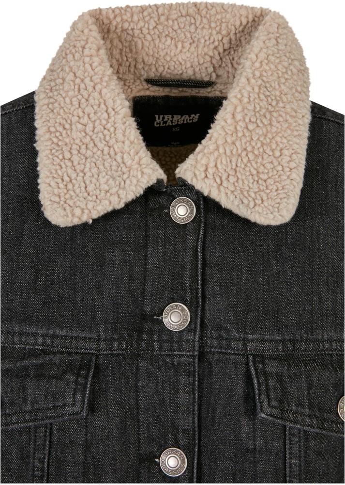 UrbanClassicsDamenJackeLadiesOversizedSherpaDenimJacketBlackWashed