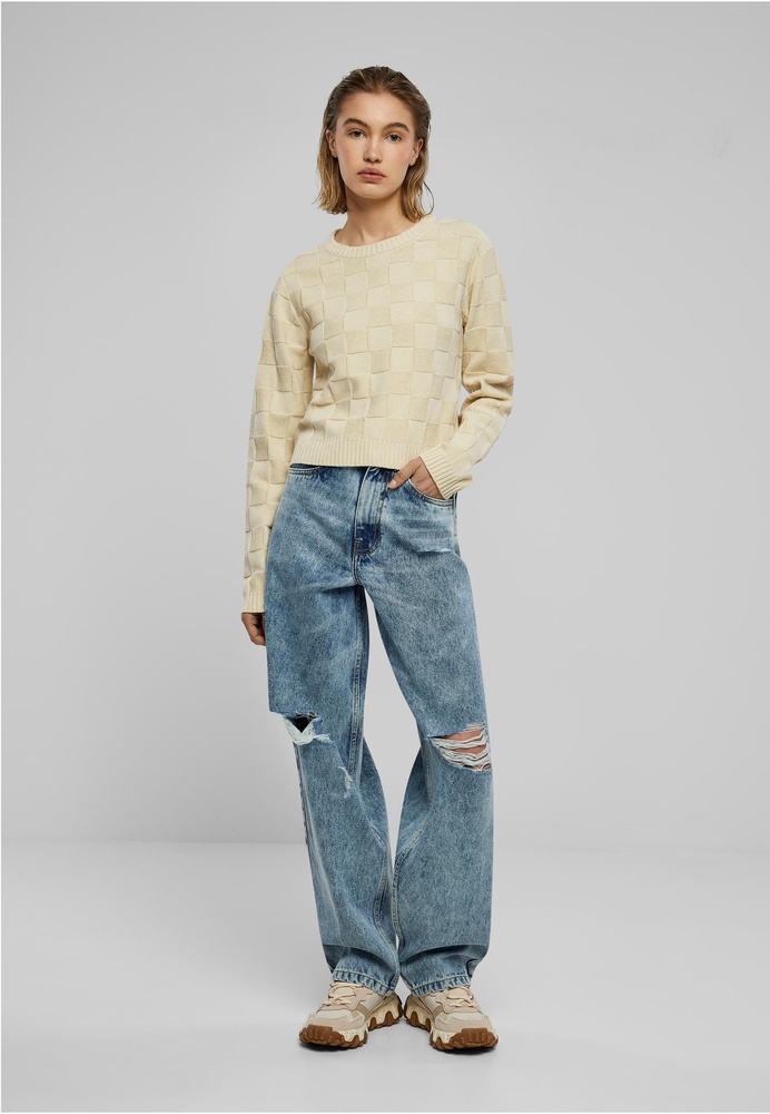 UrbanClassicsDamenLadiesCheckKnitSweaterTB6138Sand-3XL